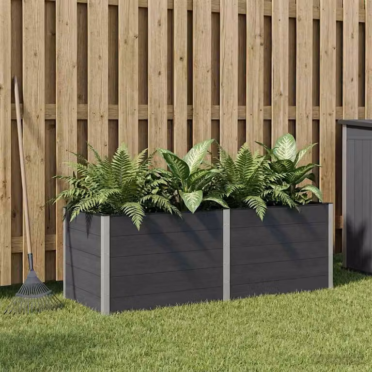 Letto rialzato da giardino vidaXL in WPC e alluminio, Nero, L: 250 cm, P: 100 cm, H: 91 cm