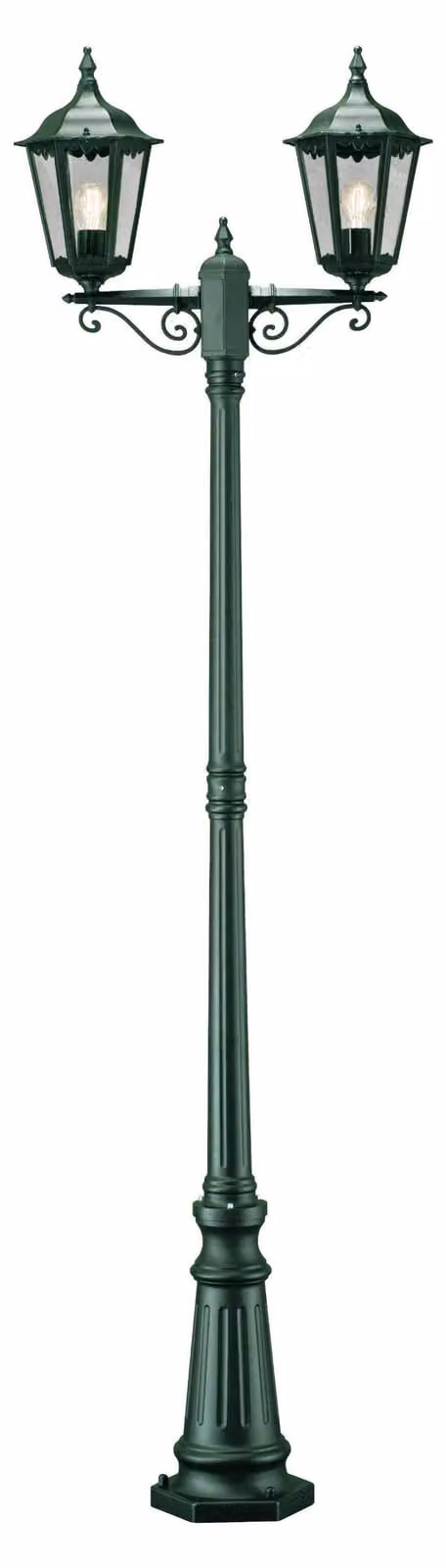 Lampada da terra esterna, 2 x 100W, grado di protezione IP43, colore verde, materiale alluminio, altezza 220 cm