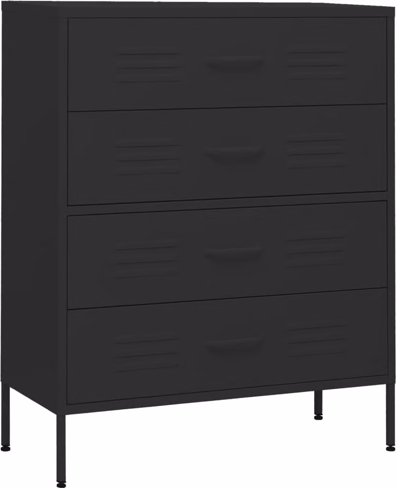 Cassettiera Nera 80x35x101,5 cm in Acciaio
