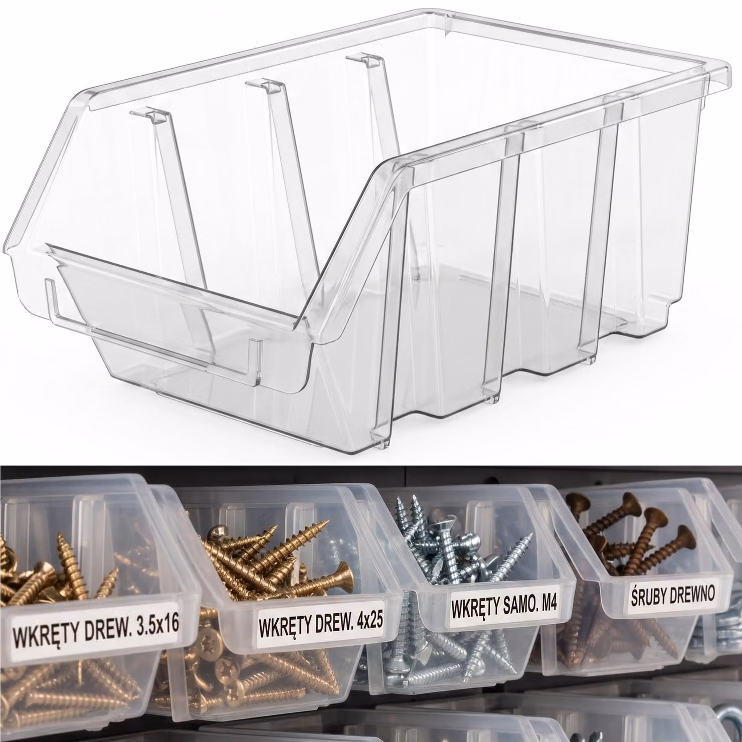 botle 10x Scatola per smistamento, scatola da magazzino, scatola impilabile, cassetta impilabile da officina, contenitore a vista, scatola trasparente 190x123x90 mm, scatola per smistamento, scatola in plastica, scatola da garage, scatola per attrezzi per