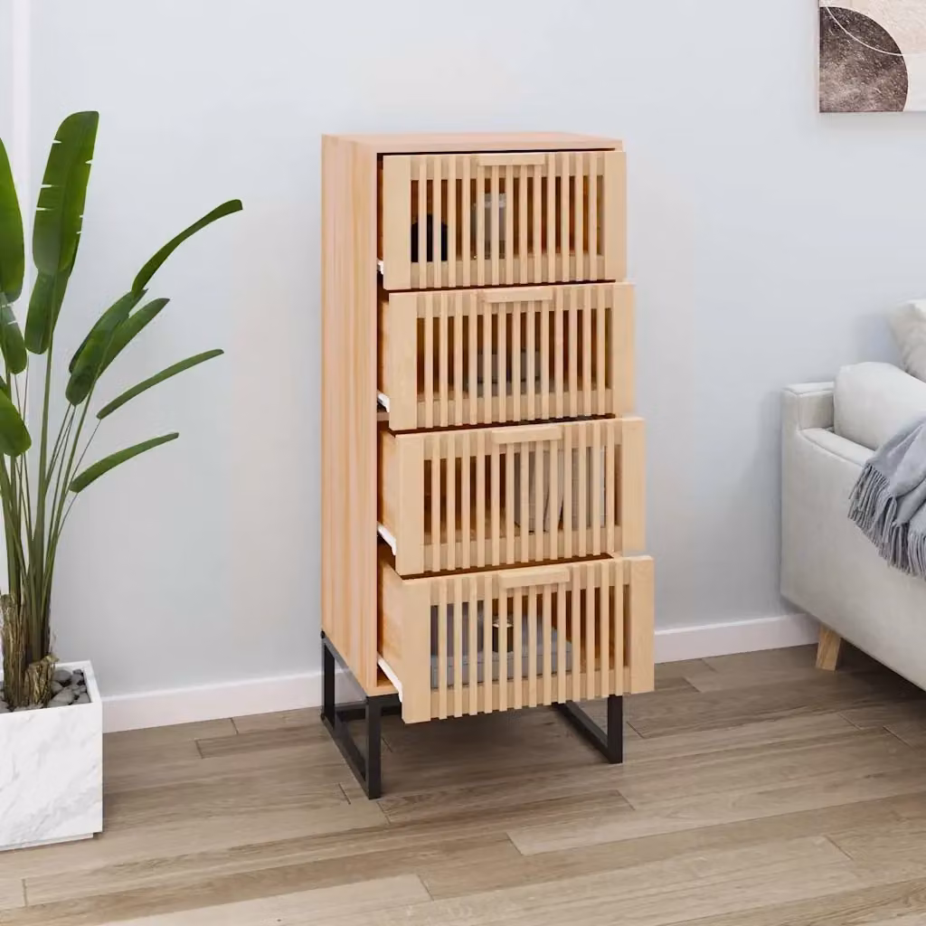 Credenza sospesa in legno di pino e metallo color beige opaco per sala da pranzo L/P/H: 30 x 40 x 95 cm – 2