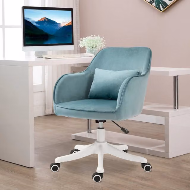 Sedia da ufficio con massaggio vibrante, tessuto effetto velluto verde, 70 x 57 x 78-86 cm, 1 pezzo