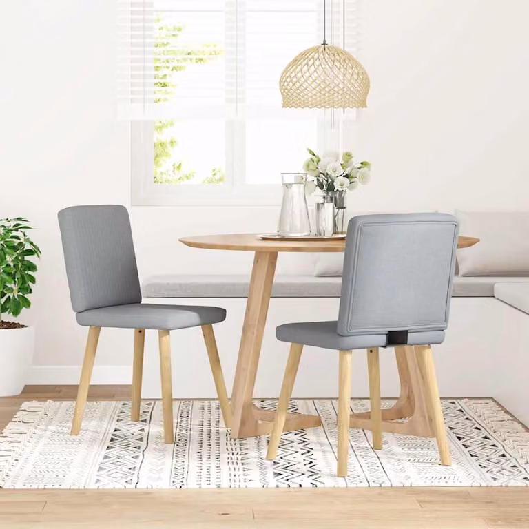 Set di 2 sedie da pranzo vidaXL in tessuto grigio chiaro con struttura in legno e metallo