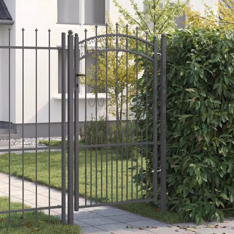 Cancello singolo con punta a lancia KAMPEN vidaXL in acciaio, colore antracite, L: 103 cm, H: 175 cm