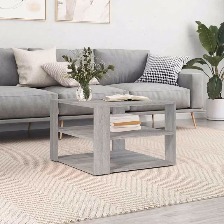 vidaXL Tavolino da salotto moderno in legno grigio, L/P/H: 58 x 58 x 40 cm