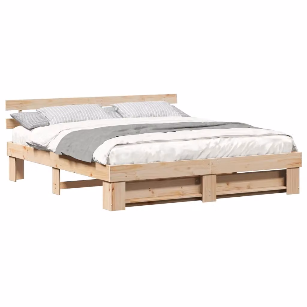 Struttura del letto moderna vidaXL in pino massello marrone L/P: 180 x 200 cm – 2