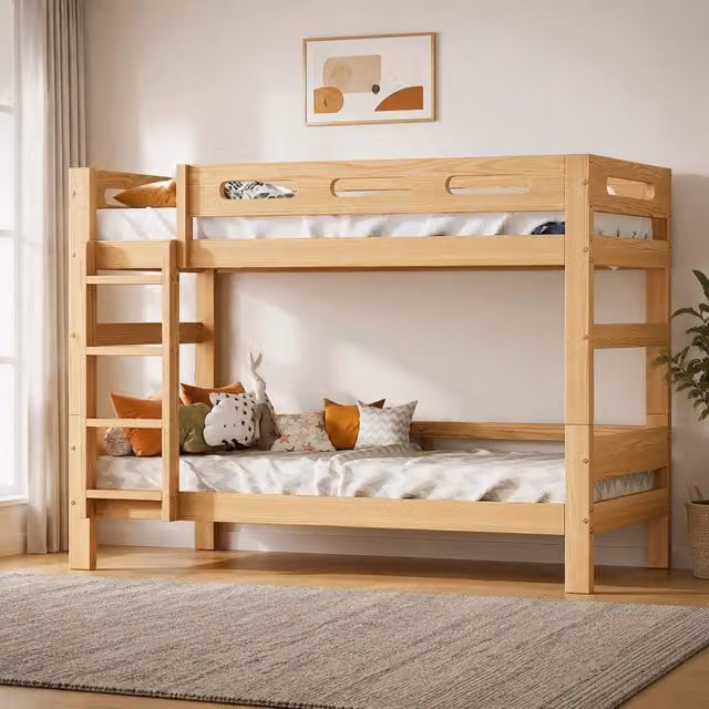 Letto a castello Mivray divisibile in due letti singoli, struttura in pino e MDF, colore marrone, L/P/H: 90 x 200 x 205 cm