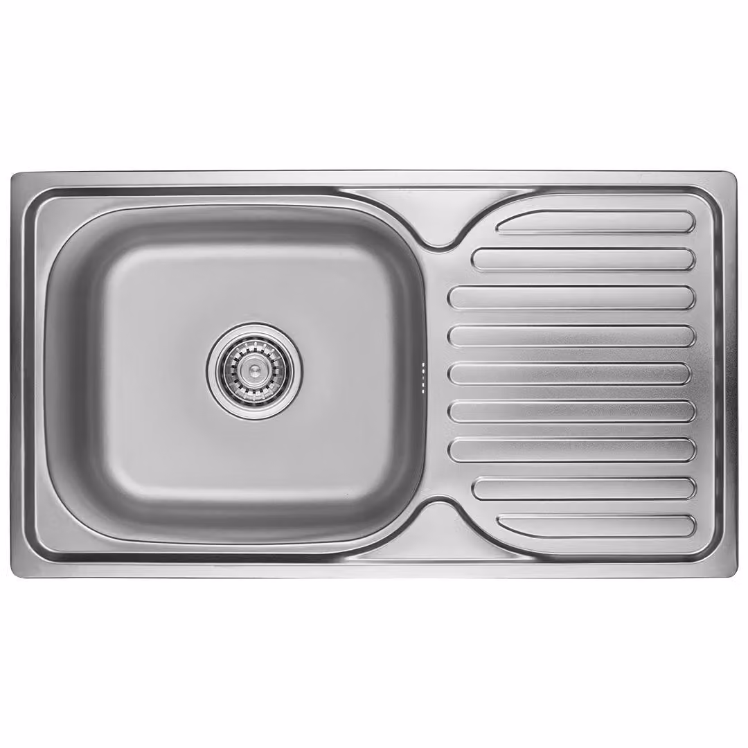 Lavello da cucina a 1 vasca in acciaio inox Lavello da appoggio Lavello con scolapiatti