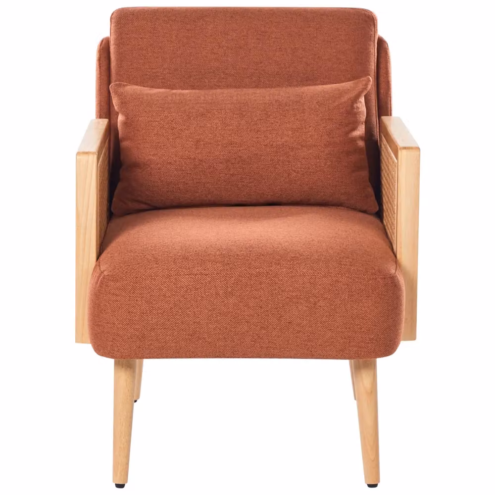 Poltrona BELIANI Arancione con Struttura in Legno e Intreccio in Rattan per Soggiorno e Camera da letto – 2