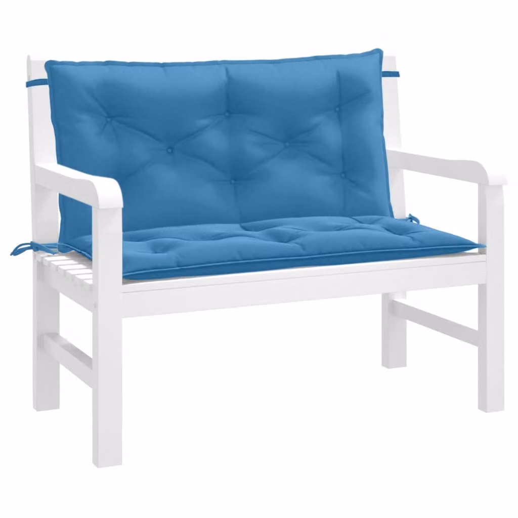 Set di 2 cuscini per panca da giardino vidaXL in tessuto blu, L 100 cm x P 50 cm x H 7 cm, resistenti ai raggi UV e antiscivolo