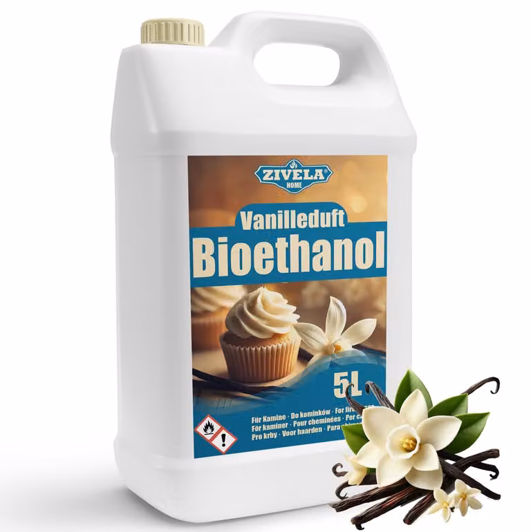 Bioetanolo 96,6%, contenitore da 5 litri, profumato alla vaniglia