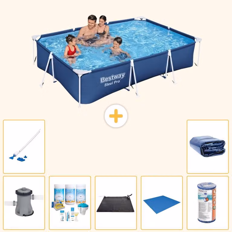 Bestway Steel Pro, piscina rettangolare - 300x201x66 cm - 8 pezzi - Modello S21569