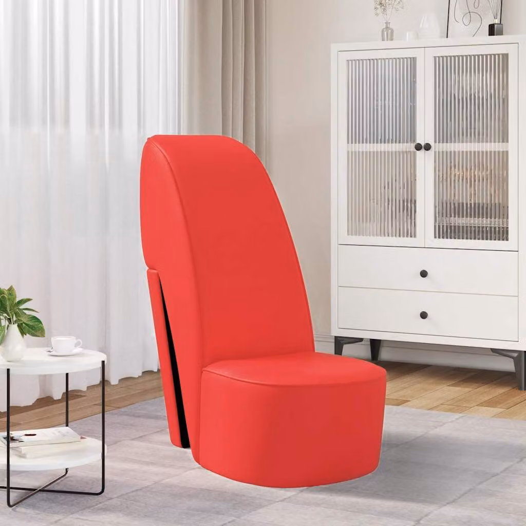 vidaXL Poltrona a Forma di Scarpa con Tacco Alto in Similpelle Rossa L: 82,5 cm, P: 43,0 cm, H: 85,5 cm