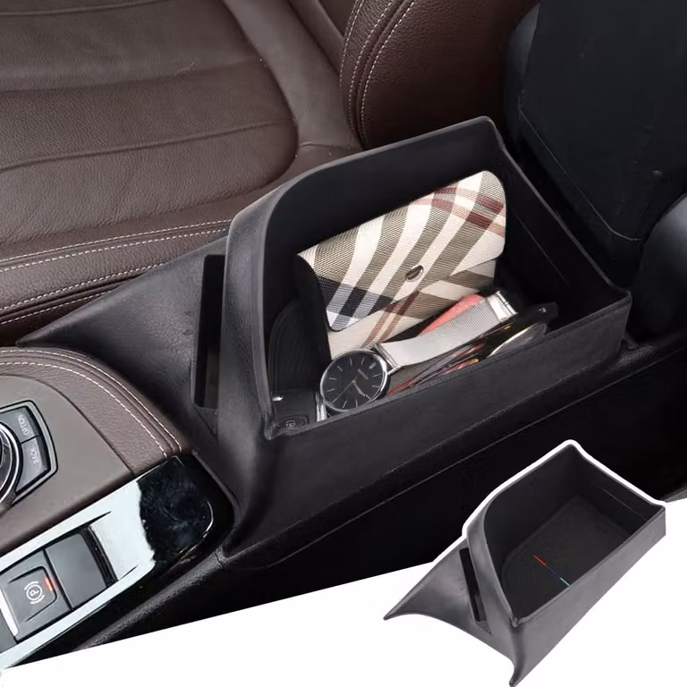 Contenitore portaoggetti per console centrale, compatibile con BMW X1 F48/X2 F39, colore nero