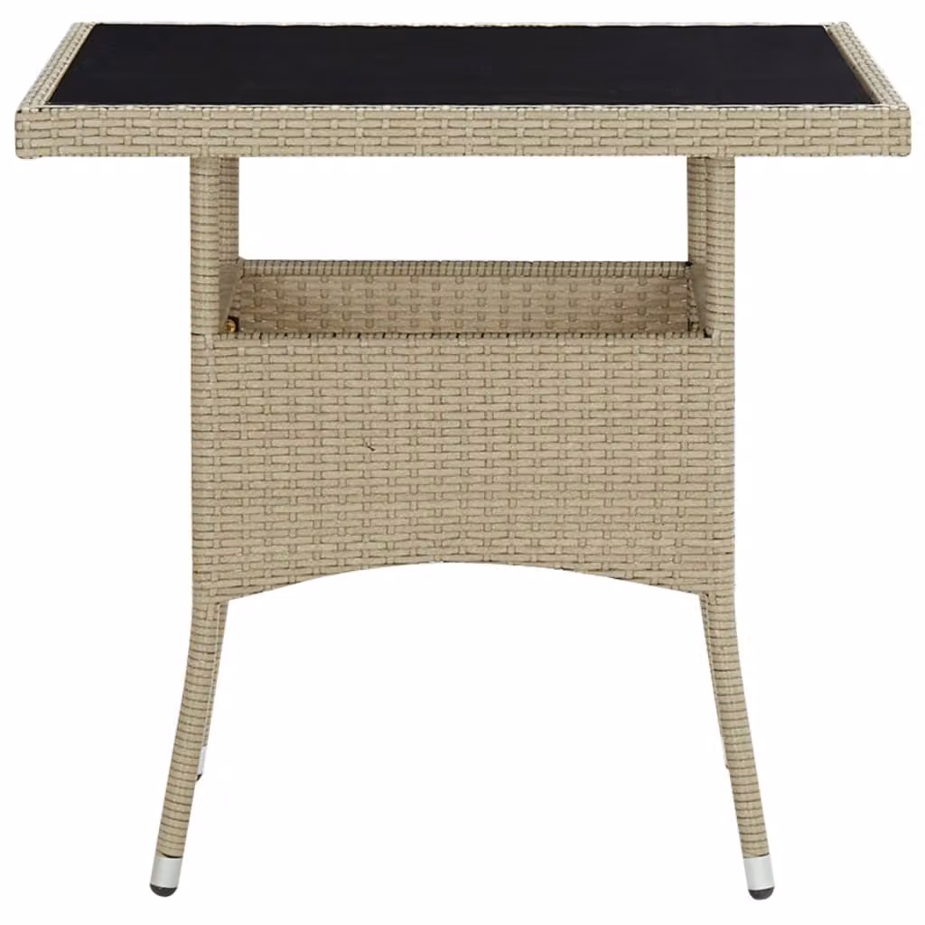 set da pranzo da giardino 5 pezzi in polirattan e vetro beige
