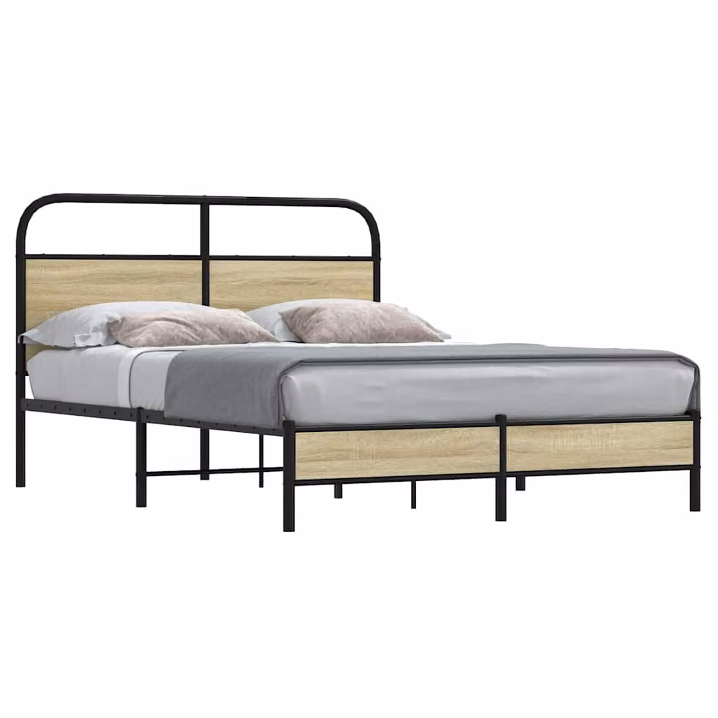 Giroletto senza materasso vidaXL in Rovere Sonoma e metallo, L/P/H: 140 x 200 x 207 cm