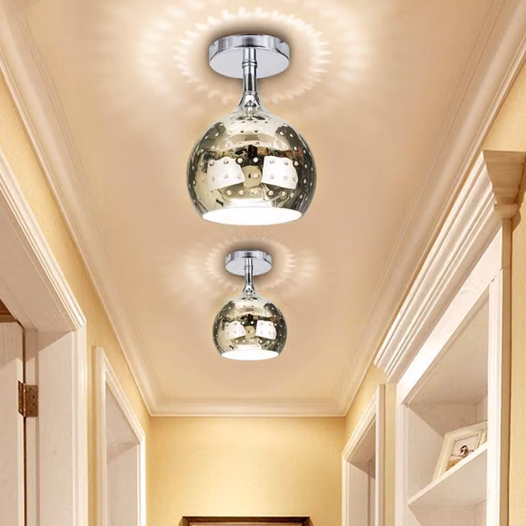 Lampada a sospensione da soffitto con sfera a specchio in vetro E27 Lampadario moderno 110V-240V
