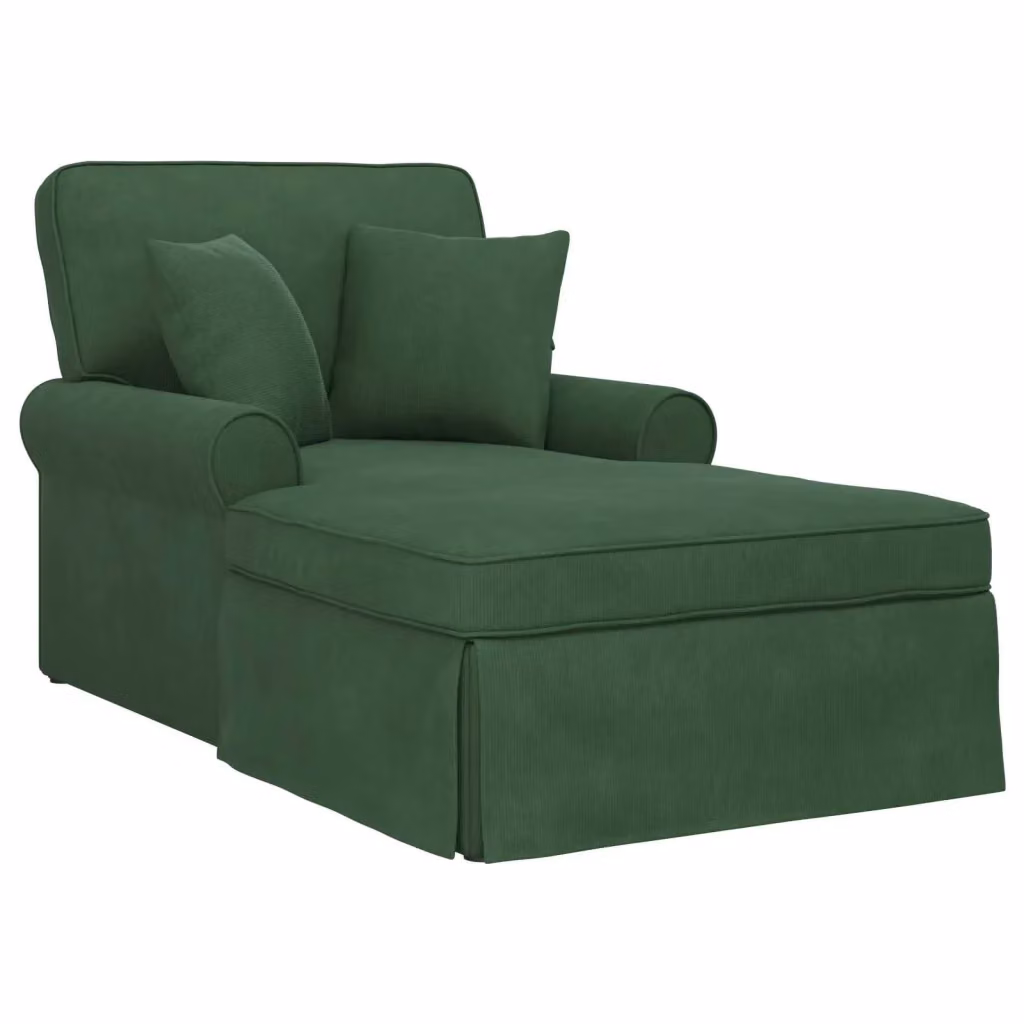 vidaXL Chaise Longe Moderna a L in 3 Pezzi Verde con Tessuto in Cord e Coperture Rimovibili – 2