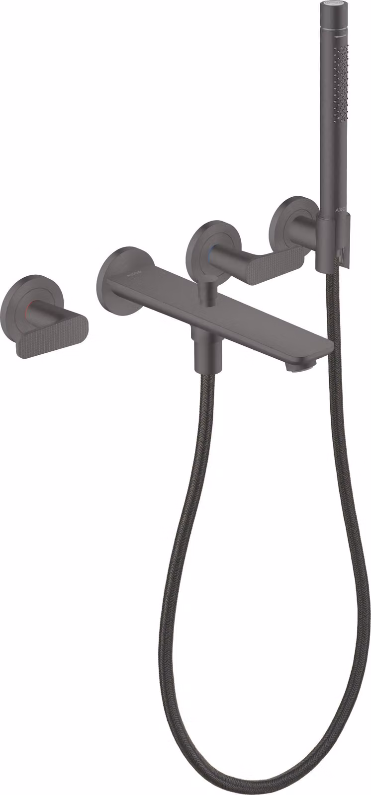 hansgrohe AXOR Citterio C Robinetterie de baignoire 3 trous encastrée pour montage mural, avec douchette à main, Cubic cut, 49481340, 49481340