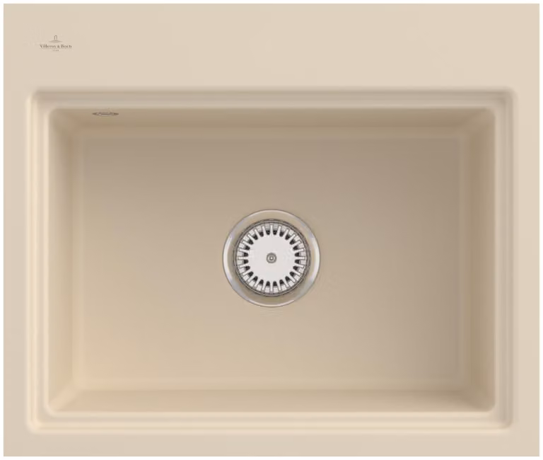 Lavello a filo V&B Subway Style 60 S Flat re, con scarico, funzionamento manuale, avorio