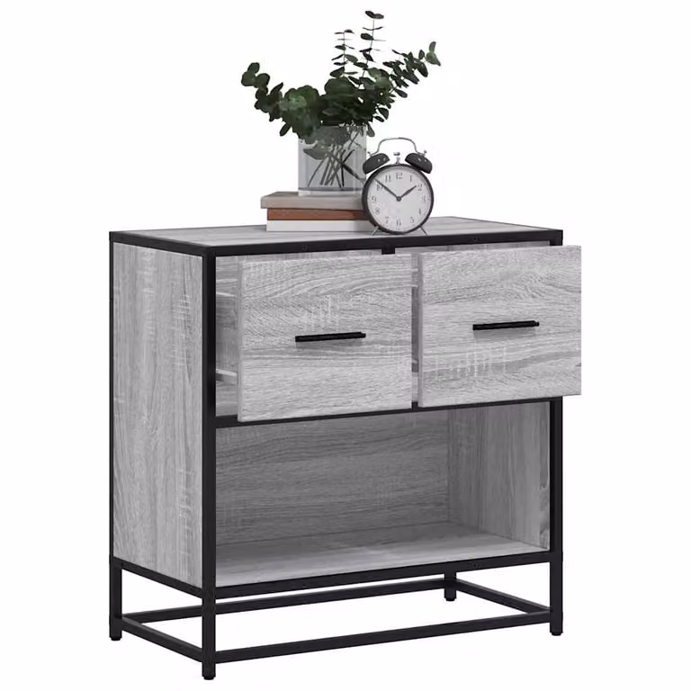 Comodino moderno vidaXL Grigio per camera da letto in legno e metallo L/P/H: 60 x 31 x 60 cm