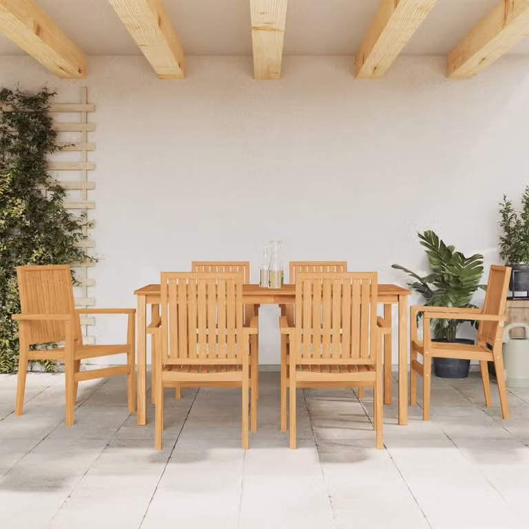 Set da pranzo da giardino vidaXL in legno di teak marrone composto da 7 pezzi