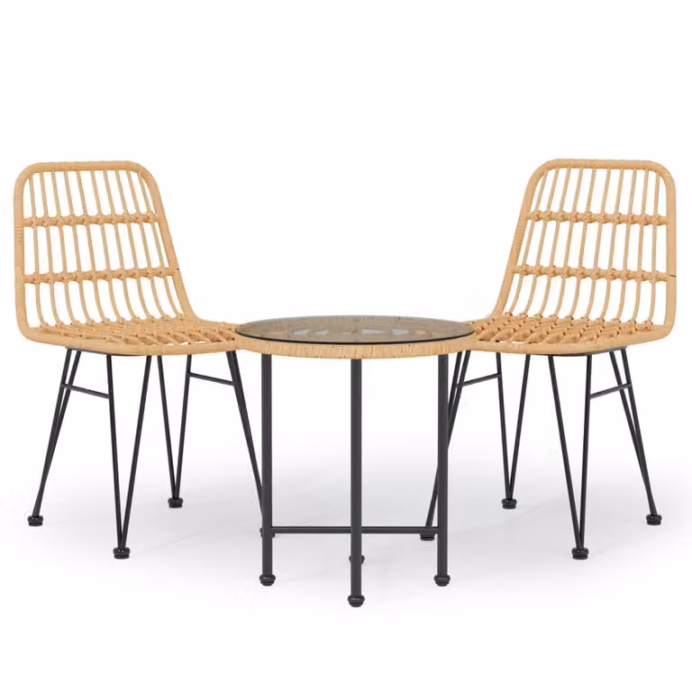 Set da Pranzo da Giardino 3 pz in Polyrattan