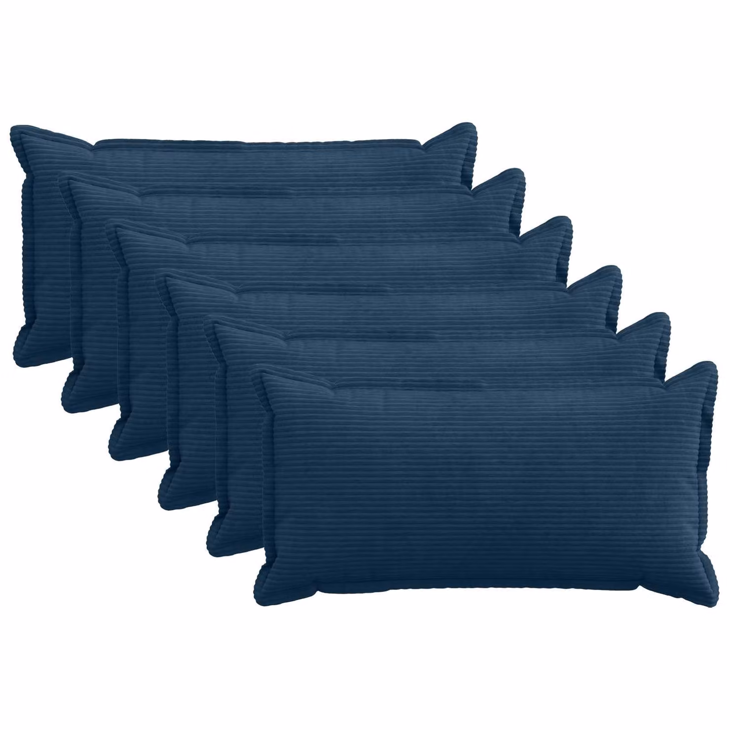 Set di 6 federe vidaXL HOUTEN in velluto a coste blu navy, L 80 cm x P 40 cm