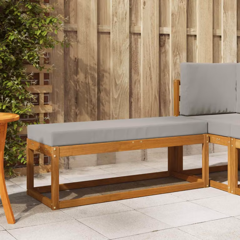 vidaXL Panca Sgabello Moderna in Legno di Acacia Massello, Colore Marrone e Grigio, L/P/H: 76,7 x 43 x 43 cm