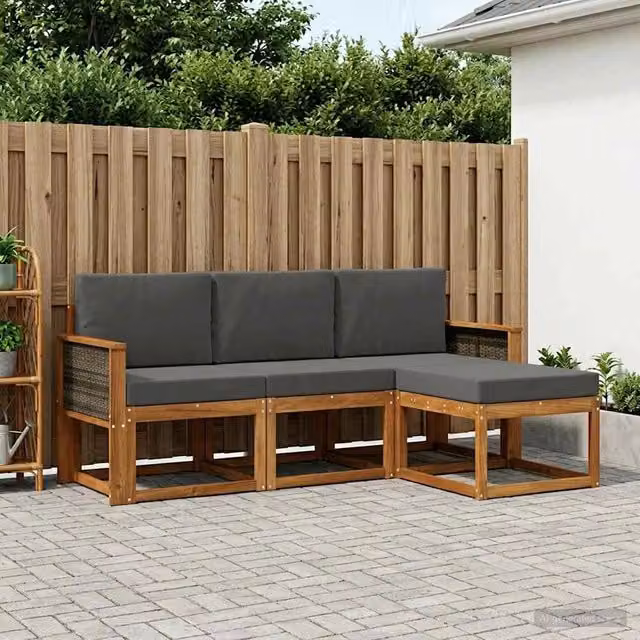 Set di divani da esterno 4 pz Naturale e Antracite 3385108