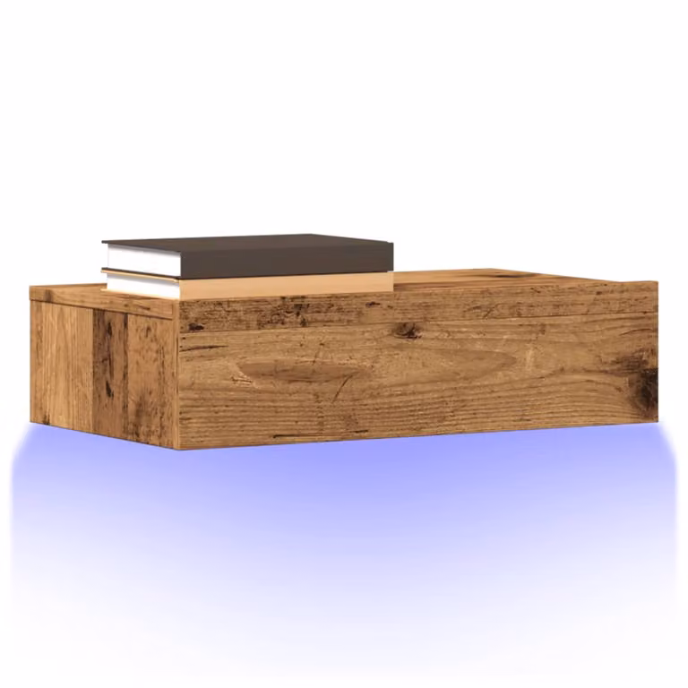 vidaXL Mobile Porta TV con Luci LED in Legno Antico Marrone L 60 cm, P 35 cm, H 15,5 cm