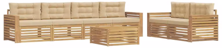 Set di divani da esterno, 7 pezzi, color beige
