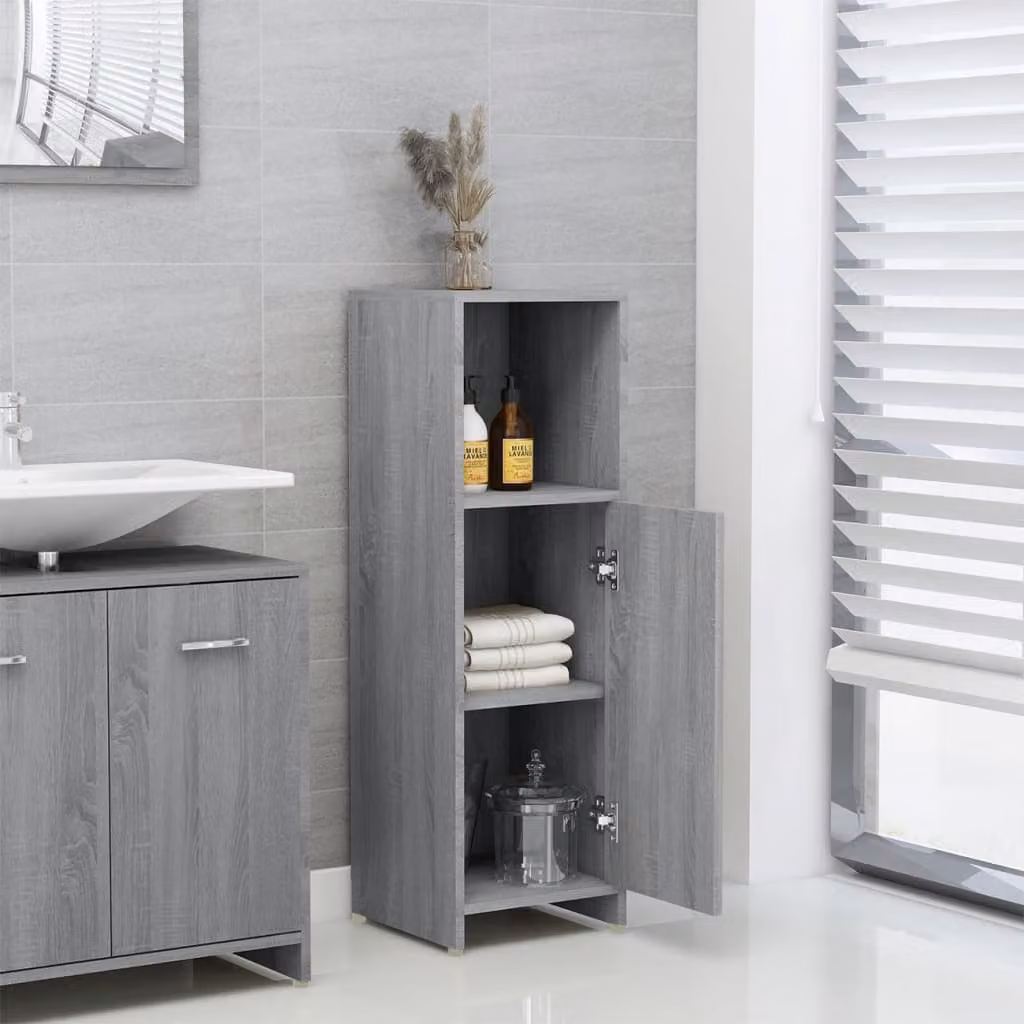 Armadietto da bagno sospeso vidaXL in legno MDF grigio moderno L/P/H: 30 x 30 x 95 cm