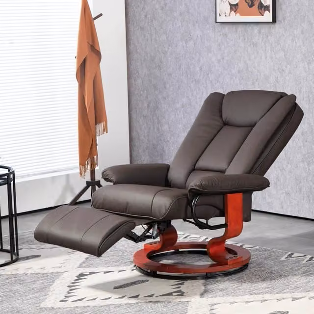 Poltrona relax 78x88x103 cm reclinabile e girevole marrone