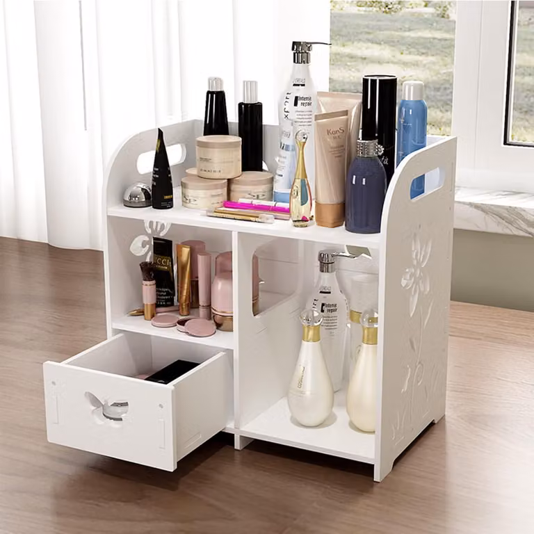 Organizzatore per il trucco con cassetti Materiale PVC impermeabile per la conservazione dei cosmetici Versatile per la cassettiera Camera da letto Bagno Salvaspazio