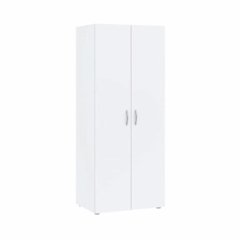 Armadio a 2 ante Malvito DMORA, cabina armadio con appendiabiti e ripiani, Bianco opaco, L: 74 cm, P: 52 cm, H: 179 cm – 2