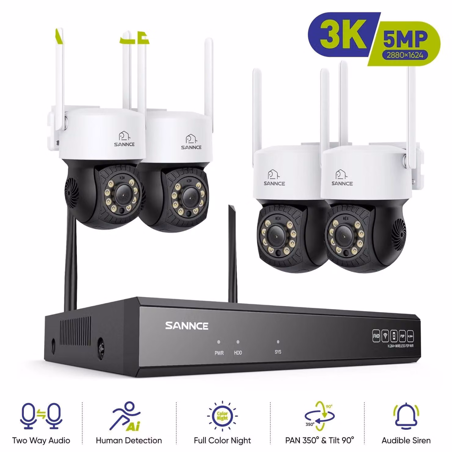 Telecamera di sicurezza - Videosorveglianza - Telecamera di sorveglianza - Telecamera esterna - Telecamera IP - Wireless - Risoluzione 5MP