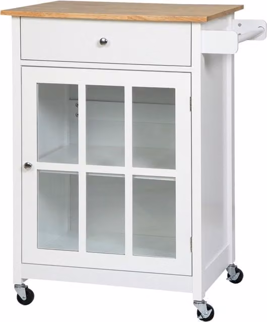 Carrello da Cucina Multiuso con 4 Ruote ¨C Xylo ¨C Legno Bianco 67x48x86.5cm