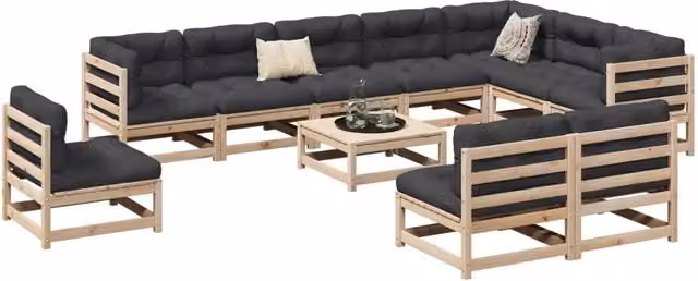 Set Divani da Giardino 11 pz in Legno Massello di Pino 3299485