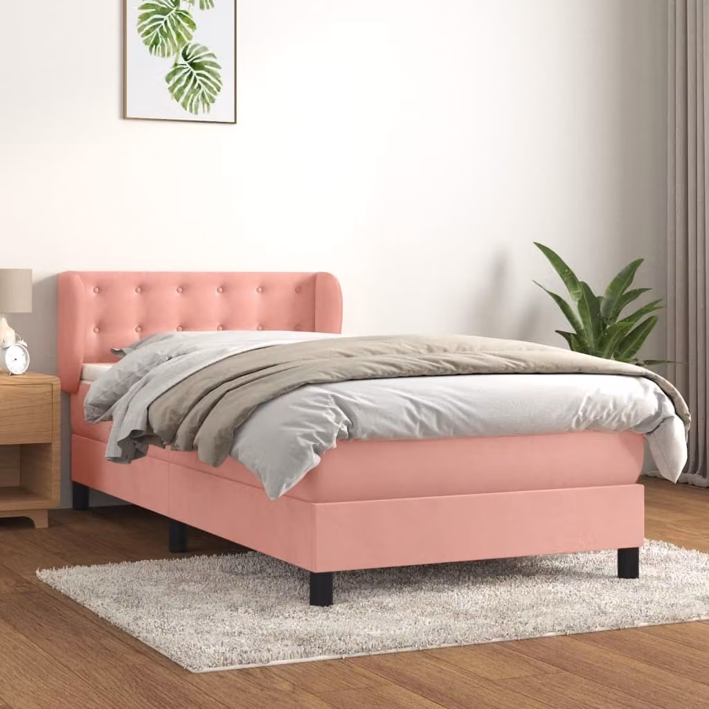 Maison Exclusive - Giroletto a Molle con Materasso Rosa 80x200 cm in Velluto