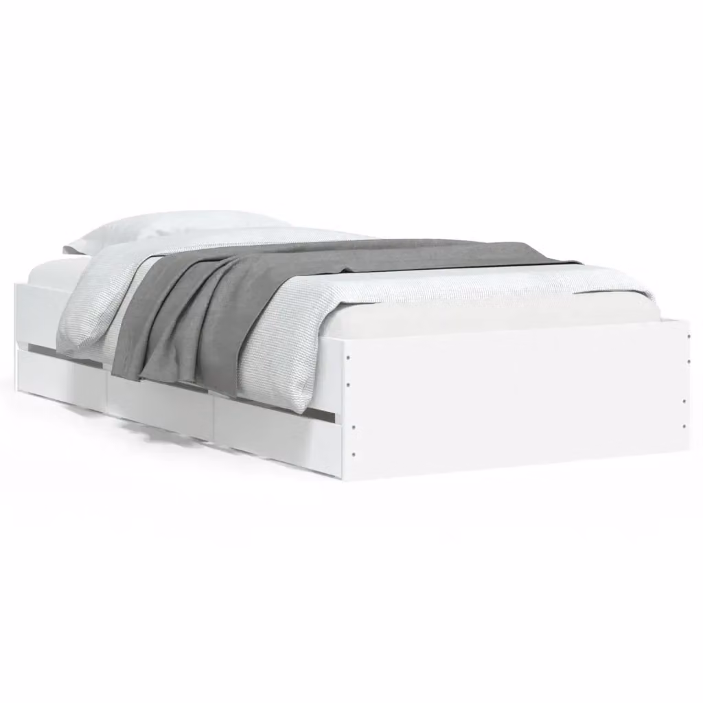Letto con cassetti vidaXL in legno multistrato bianco L 100 x P 200 x H 33 cm – 2