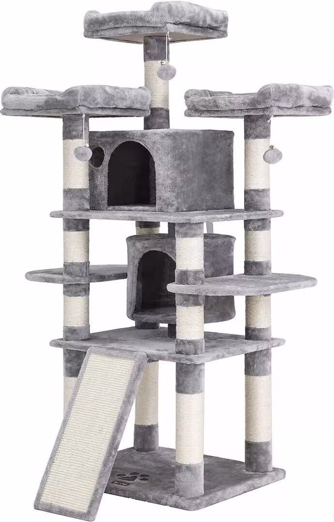 In And OutdoorMatch Tiragraffi per gatti Ynske - Grigio - Morbida amaca a cesto per gatti - Giocattolo per gatti - Adatto per piccoli gattini - 50 x 50 x 172 cm