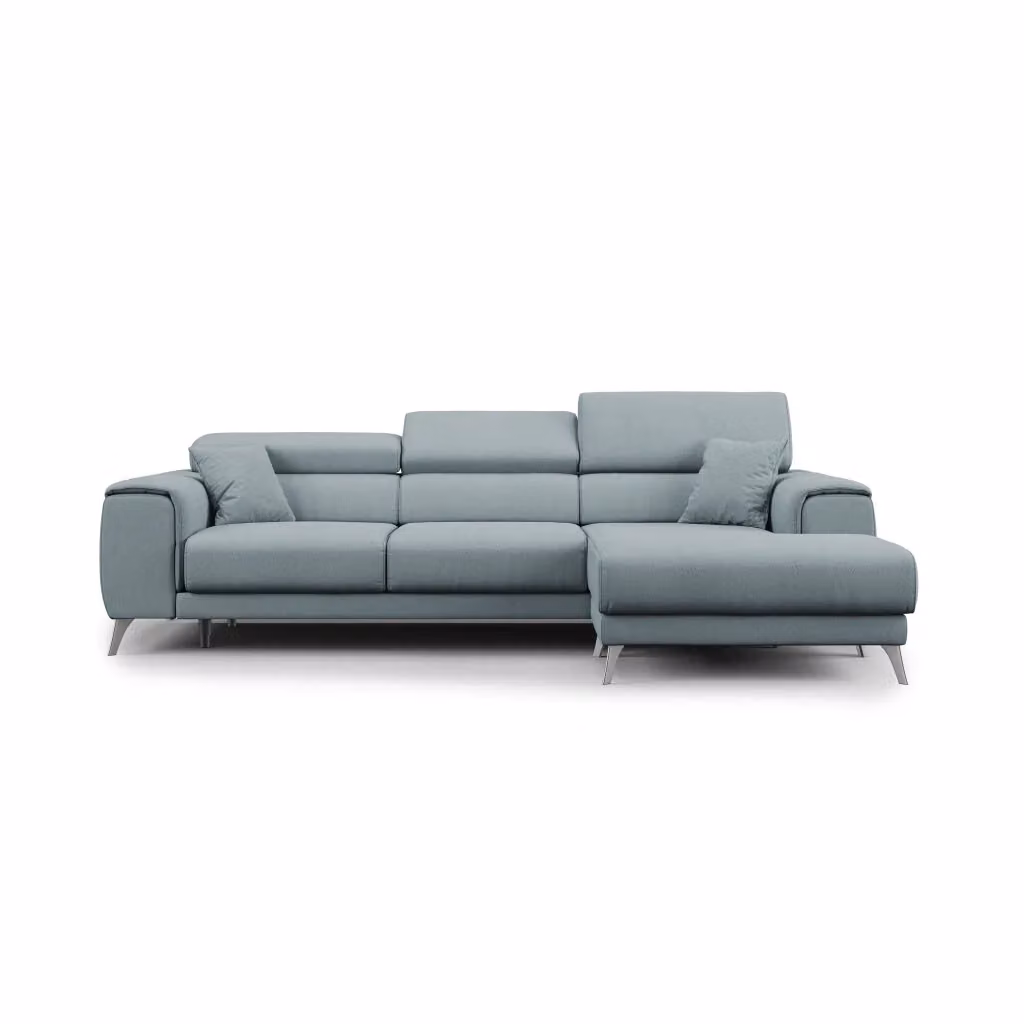 Divano angolare Fusion Divani.Store con sedute scorrevoli in tessuto smacchiabile carta da zucchero, configurazione sinistra, L: 260 cm – 2