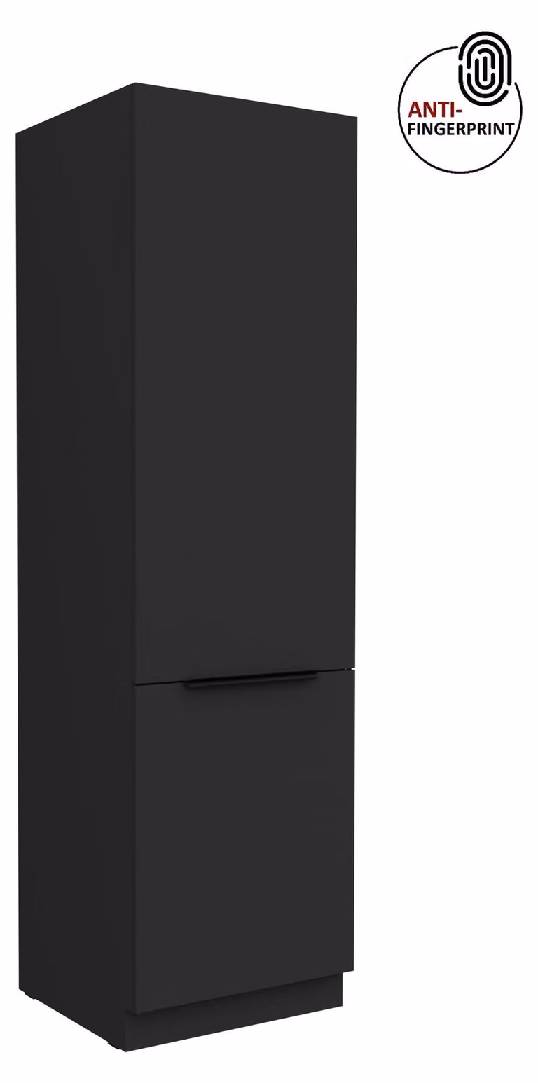 Armadio alto da cucina da 60 cm, cucina ARIA nero ultra opaco + nero opaco, frontali di alta qualità con rivestimento anti-impronta, mobile da cucina con chiusura ammortizzata