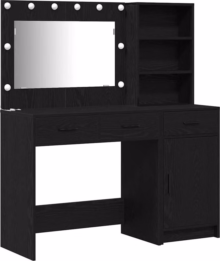 Tavolo da Trucco con cassetto 2 pcs Nero Legno multistrato