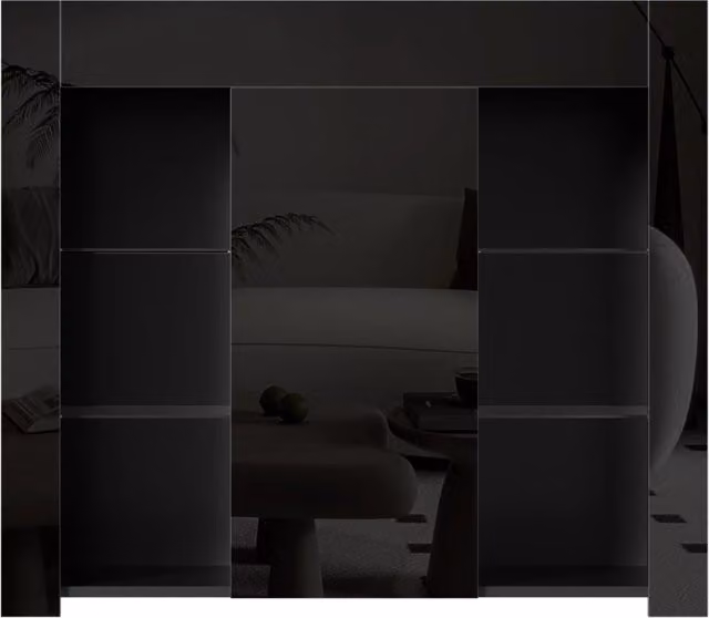 Credenza con 1 Anta e Ripiani in Vetro; Frontale Lucido; per Soggiorno Cucina; 95×35×83 cm