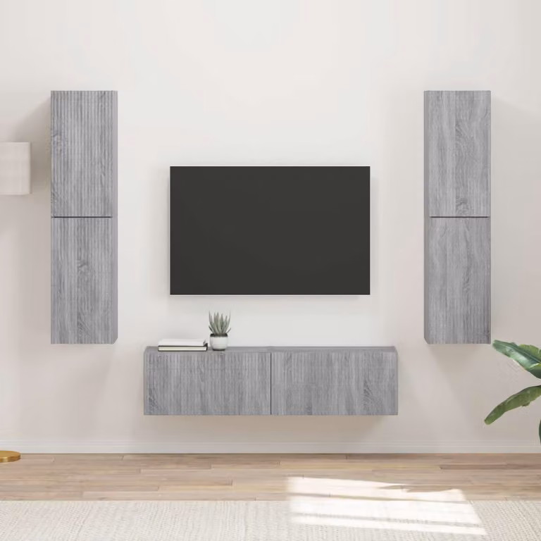 Set mobile TV moderno vidaXL da 6 pezzi in legno composito e MDF Grigio Sonoma