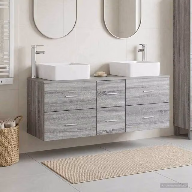 Set di Armadi da Bagno 3 pz Sonoma grigio 49,5 x 41 x 63 cm 3405832