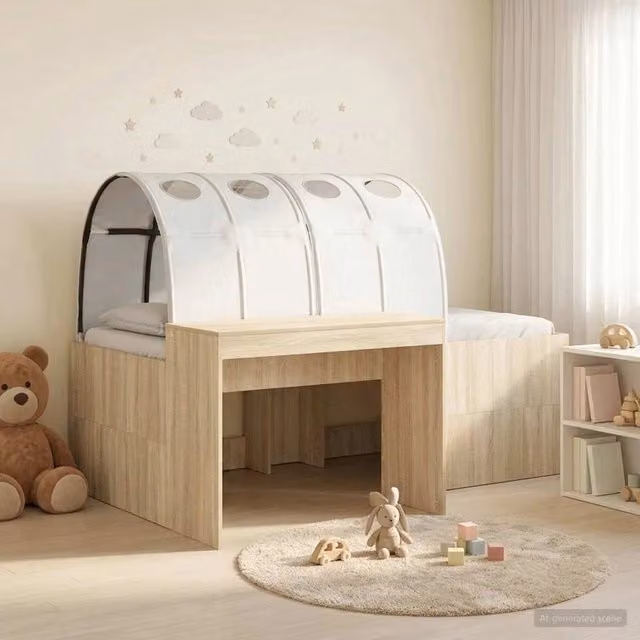 Letto con Tunnel 3 pz Rovere Sonoma e Nero 3423701