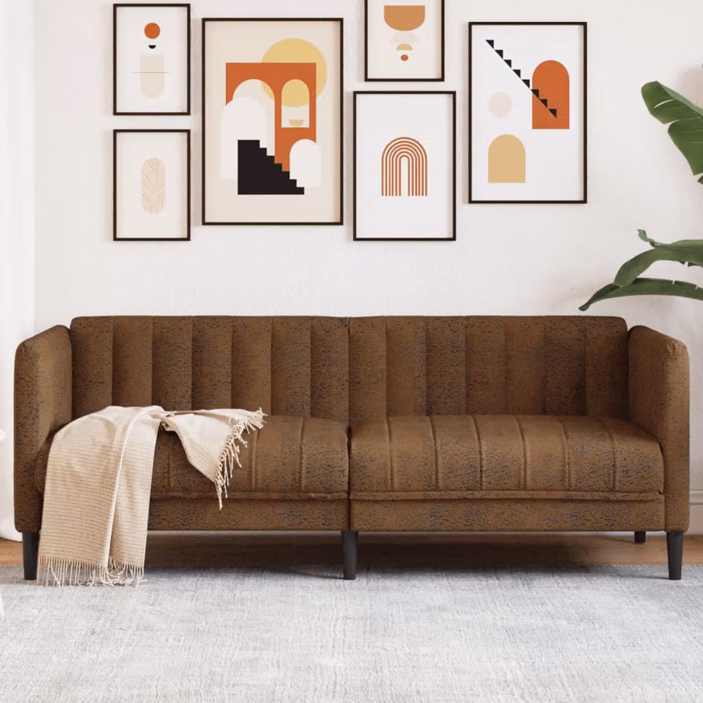 vidaXL Divano a 2 Posti Moderno in Similpelle Marrone con Struttura in Legno e Plastica L: 176 cm, P: 76,5 cm, H: 74,5 cm